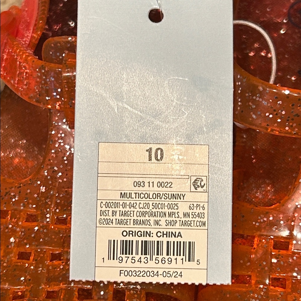 NWT Set of 2 Girls 10 Glitter Jelly Sandals -Clear and Orange Ombré ~Cat & Jack - Picture 3 of 8